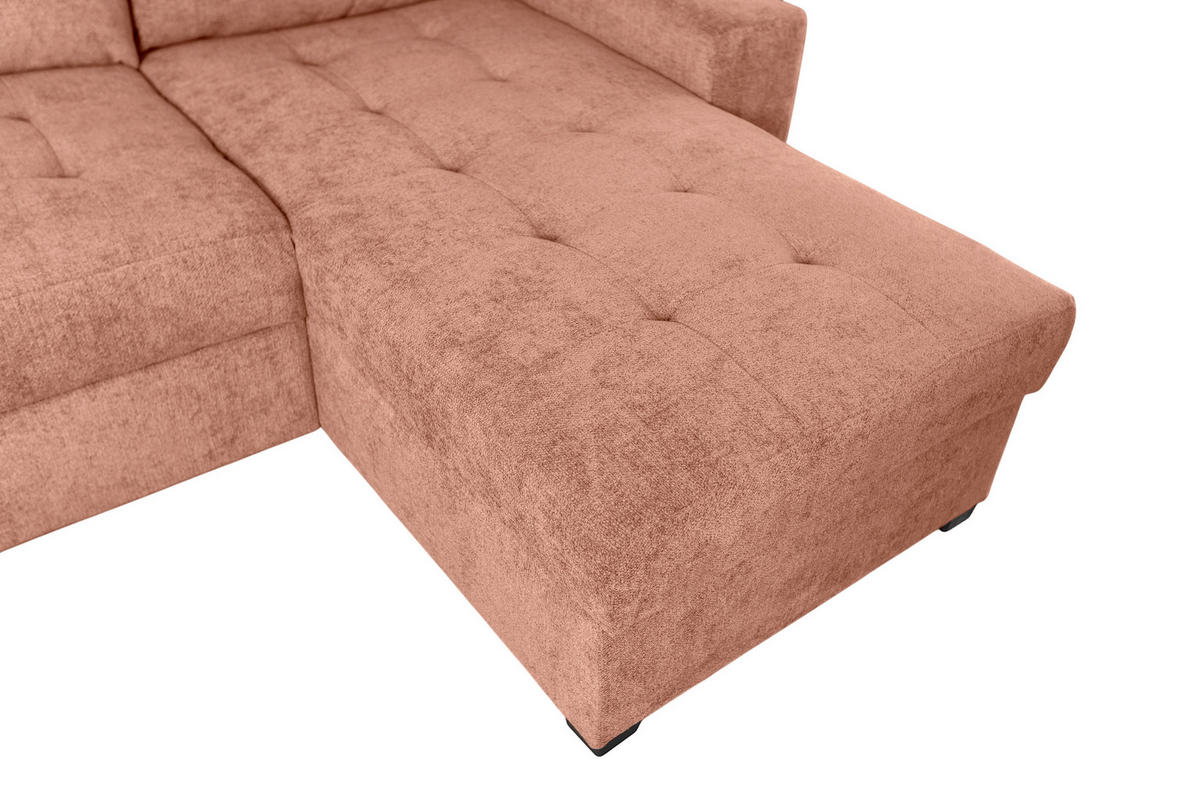 WOHNLANDSCHAFT VALERI Koralle Chenille  - Koralle/Schwarz, Design, Kunststoff/Textil (208/305/157cm) - MID.YOU