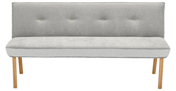 SITZBANK 180/88/63 cm Webstoff, Mikrofaser Grau Eiche vollmassiv - Eichefarben/Grau, Design, Holz/Textil (180/88/63cm) - Linea Natura