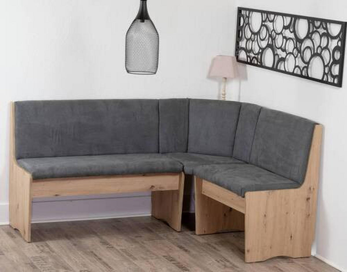 ECKBANKGRUPPE Mikrofaser Eiche Artisan, Grau  - Eiche Artisan/Grau, KONVENTIONELL, Holz/Textil (165/89/125cm) - MID.YOU