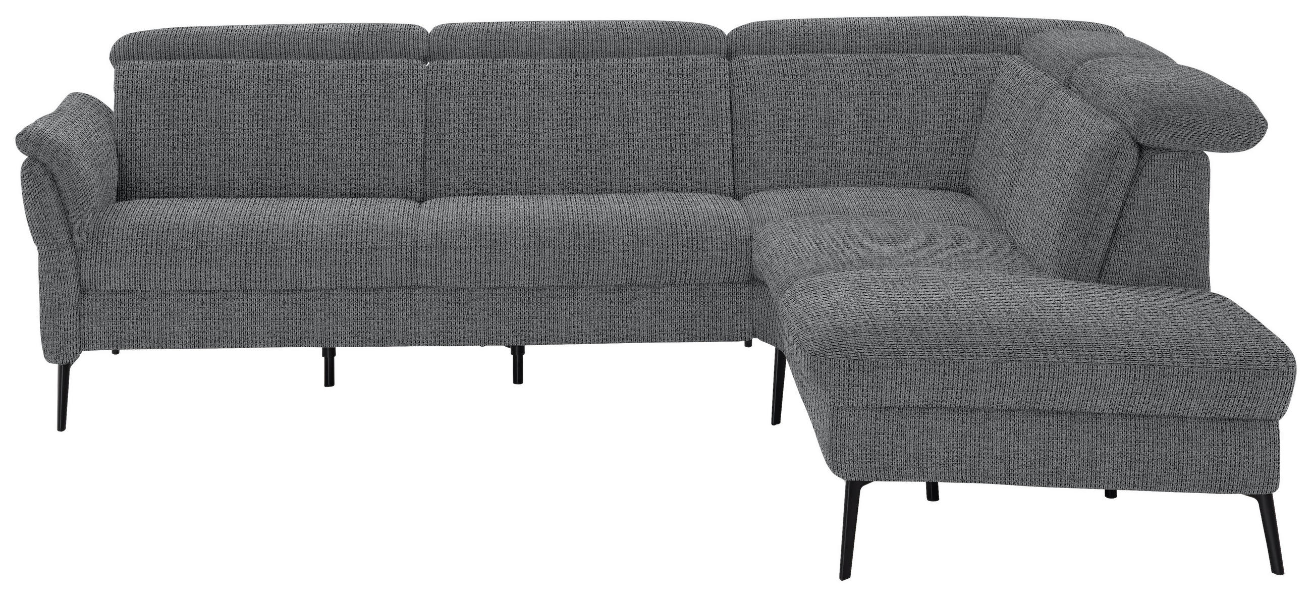 ECKSOFA in Struktur Anthrazit  - Anthrazit/Schwarz, Modern, Textil/Metall (275/235cm) - Cantus