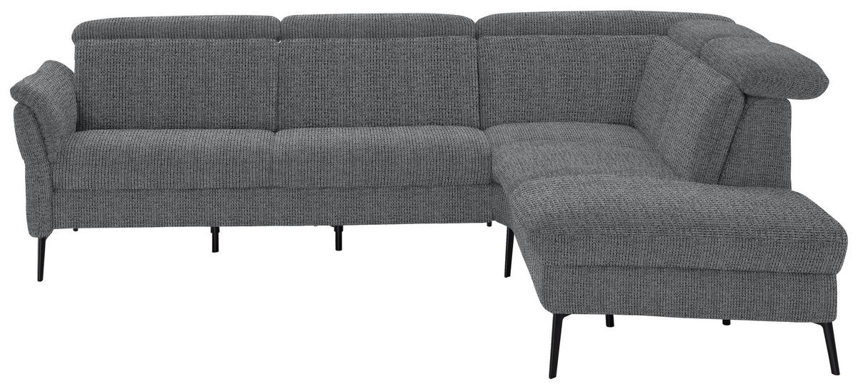 ECKSOFA in Struktur Anthrazit  - Anthrazit/Schwarz, Modern, Textil/Metall (275/235cm) - Cantus