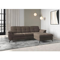 ECKSOFA ZORA E Dunkelbraun Flachgewebe  - Dunkelbraun/Schwarz, MODERN, Textil/Metall (262/164cm) - Sit & More
