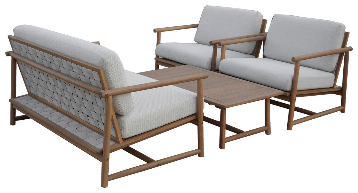 GARTENSET 4-teilig Webstoff Akaziemassiv 4-teilig  - Beige/Akaziefarben, Design, Holz/Textil (81/71/84cm) - Ambia Garden