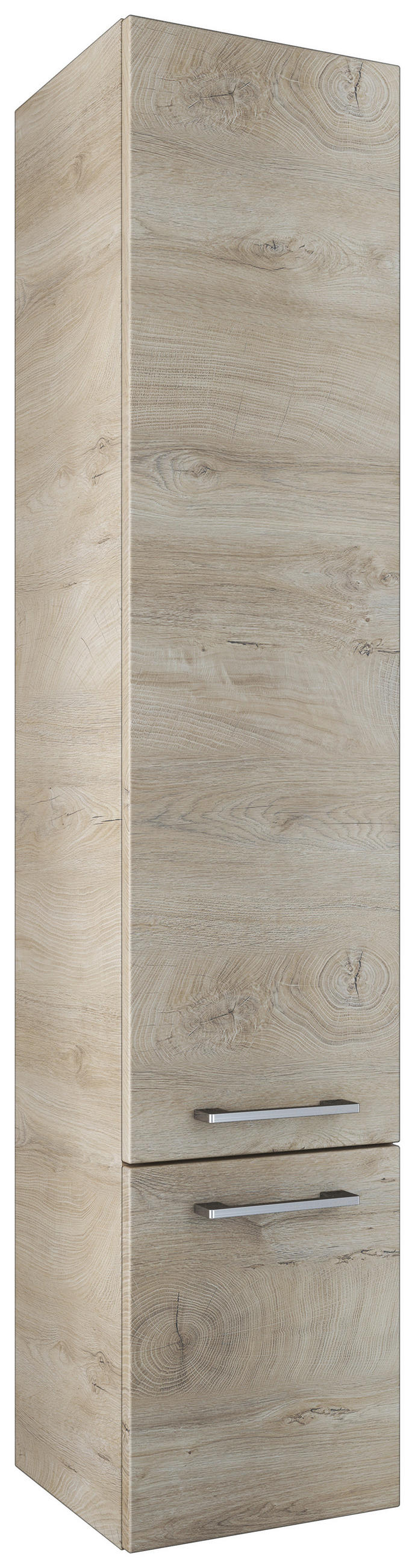 HOCHSCHRANK 35/168/35 cm  - Chromfarben/Hellbraun, Basics, Glas/Holzwerkstoff (35/168/35cm)