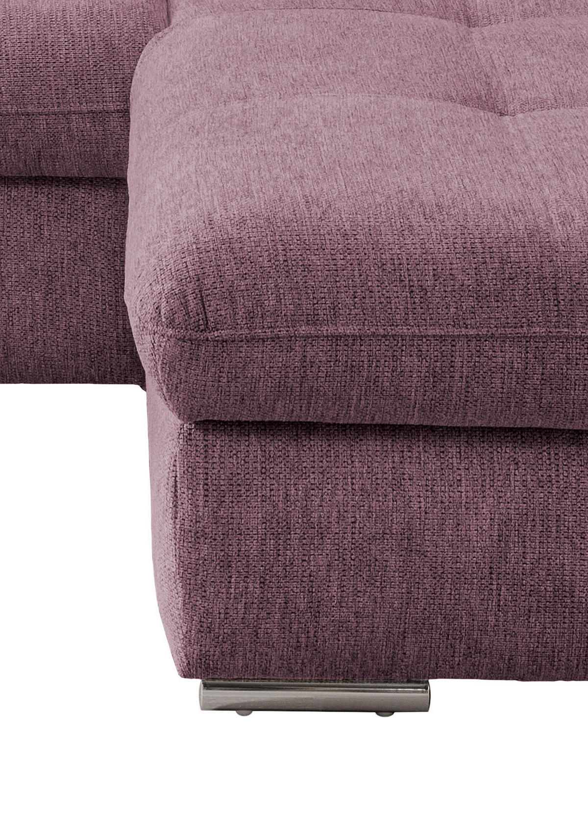ECKSOFA in Chenille Brombeere  - Chromfarben/Brombeere, Design, Textil/Metall (300/196cm) - Livetastic