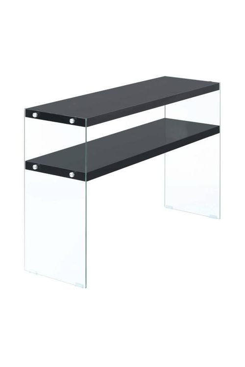 BEISTELLTISCH in Glas, Holzwerkstoff 32/110/75 cm  - Klar/Schwarz, Basics, Glas/Holzwerkstoff (32/110/75cm) - Kayoom