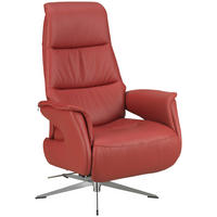 RELAXSESSEL in Leder Rot  - Chromfarben/Rot, Design, Leder/Metall (74/108/86cm) - Welnova