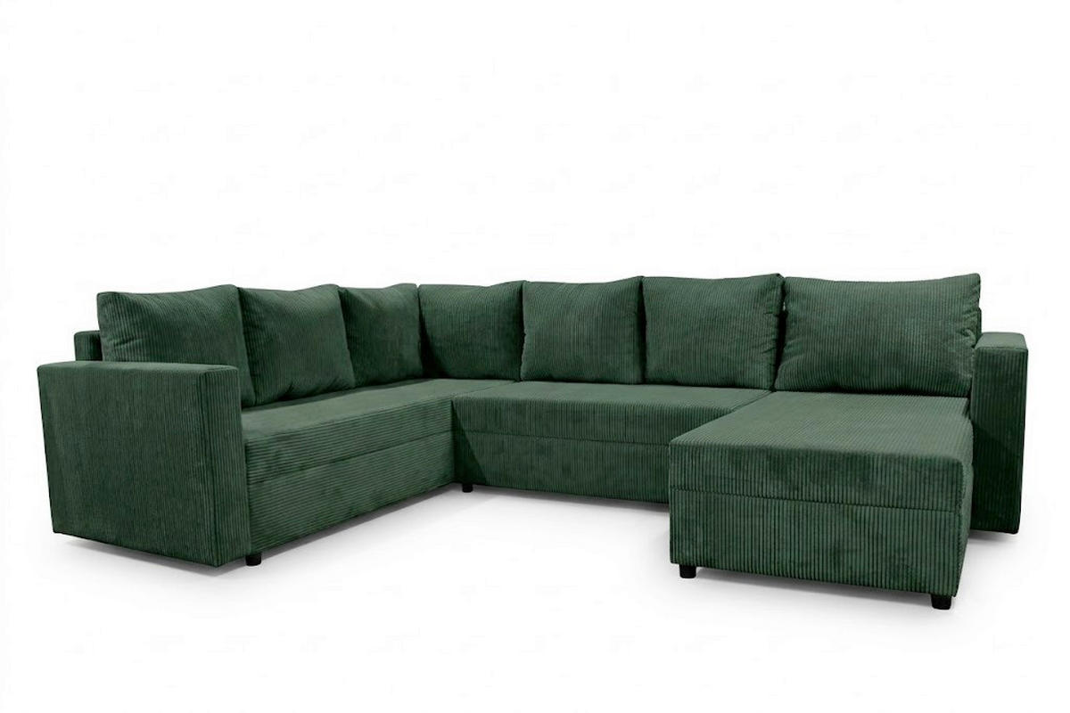 WOHNLANDSCHAFT Cord Grün  - Schwarz/Grün, Design, Kunststoff/Textil (223/304/156cm) - P & B