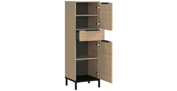 MIDISCHRANK 38/120/38 cm  - Eichefarben/Schwarz, MODERN, Holzwerkstoff/Metall (38/120/38cm) - Xora