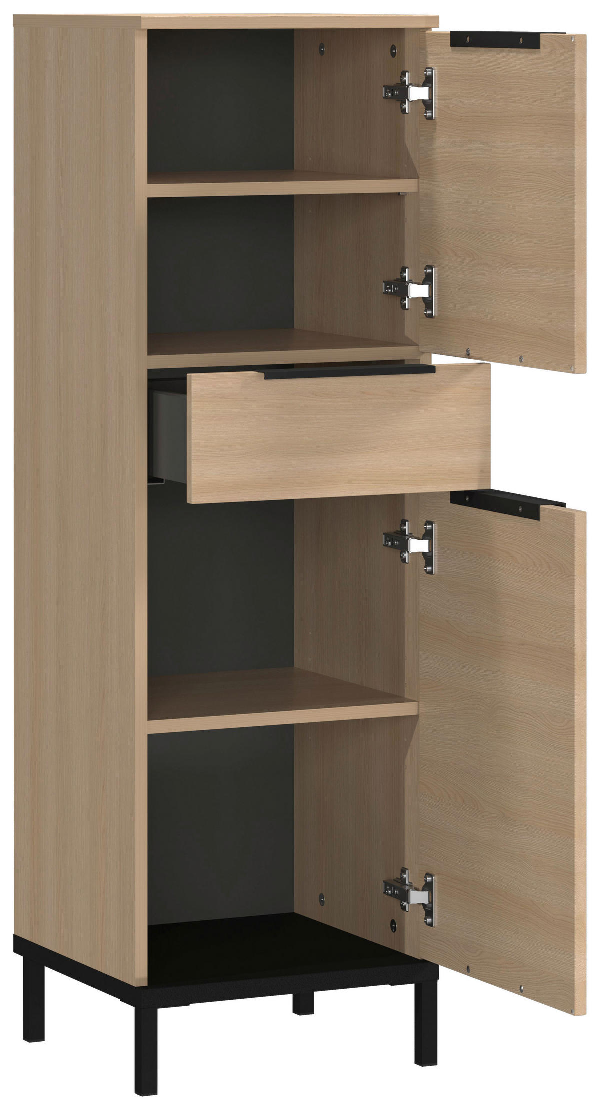 MIDISCHRANK 38/120/38 cm  - Eichefarben/Schwarz, Modern, Holzwerkstoff/Metall (38/120/38cm) - Xora