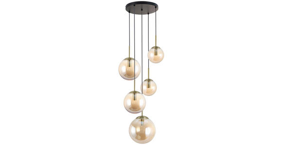 HÄNGELEUCHTE 44,5/120 cm - Goldfarben/Bernsteinfarben, Trend, Glas/Metall (44,5/120cm) - Novel