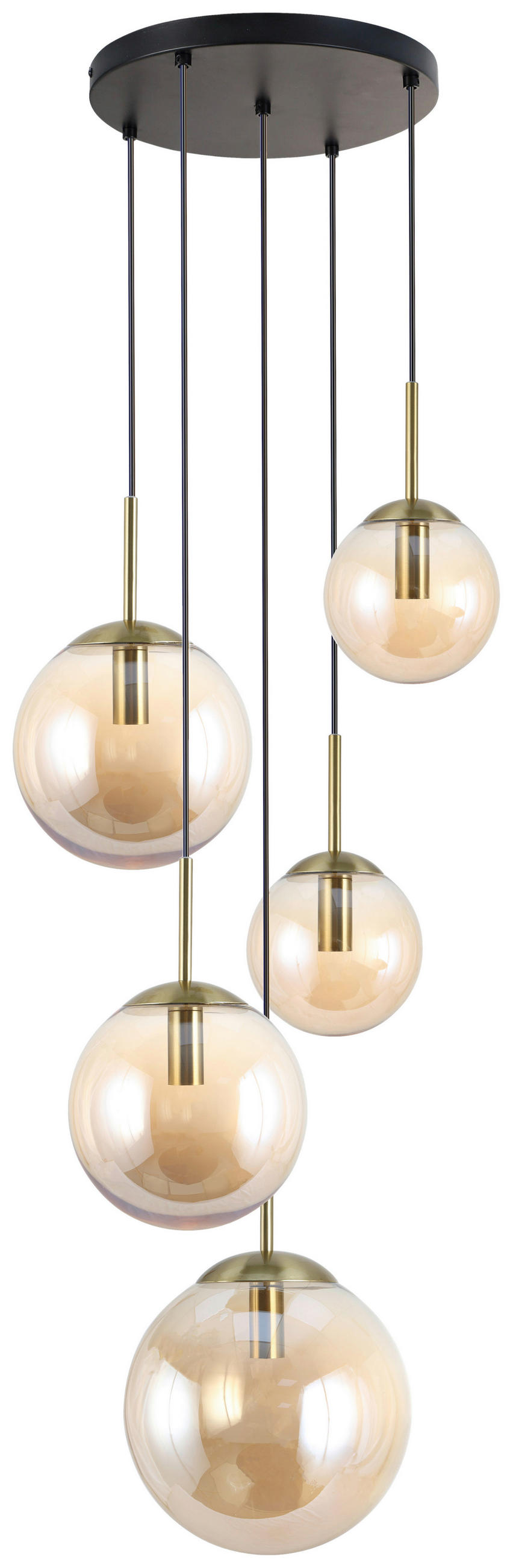 HÄNGELEUCHTE 44,5/120 cm  - Goldfarben/Bernsteinfarben, Trend, Glas/Metall (44,5/120cm) - Novel