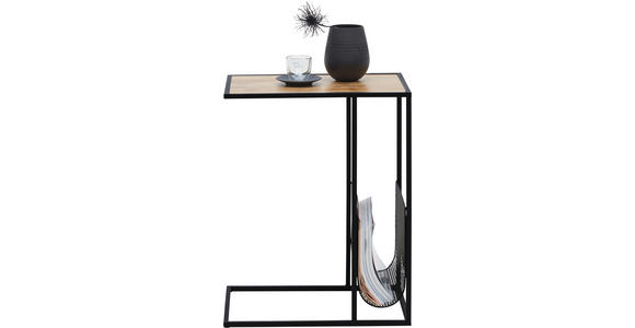 BEISTELLTISCH 48/32/60 cm Schwarz, Eichefarben rechteckig  - Eichefarben/Schwarz, Trend, Holzwerkstoff/Metall (48/32/60cm) - Carryhome