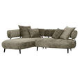 ECKSOFA Taupe Chenille  - Taupe/Schwarz, Design, Holz/Textil (200/265cm) - Landscape