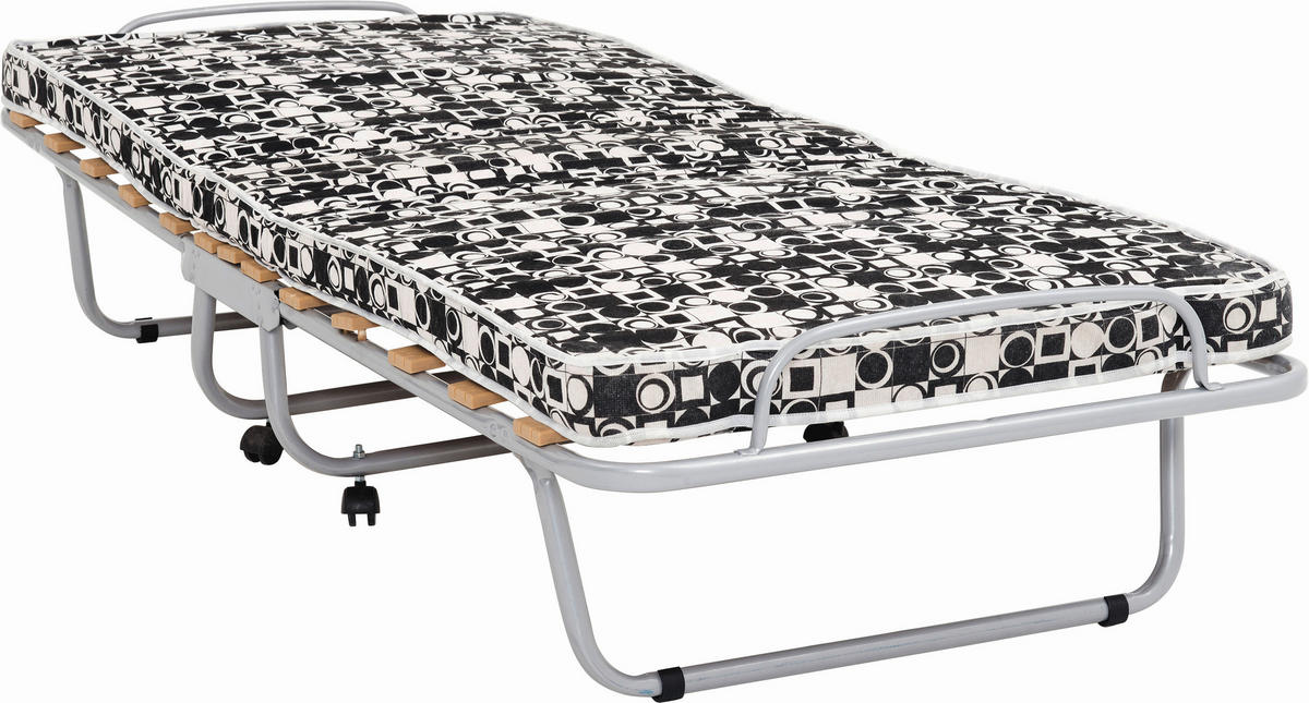 ZLOŽLJIVA POSTELJA 80 cm   x 190 cm  , kovina črna, bela, barve aluminija  - črna/bela, Basics, kovina/tekstil (80/190cm) - Boxxx