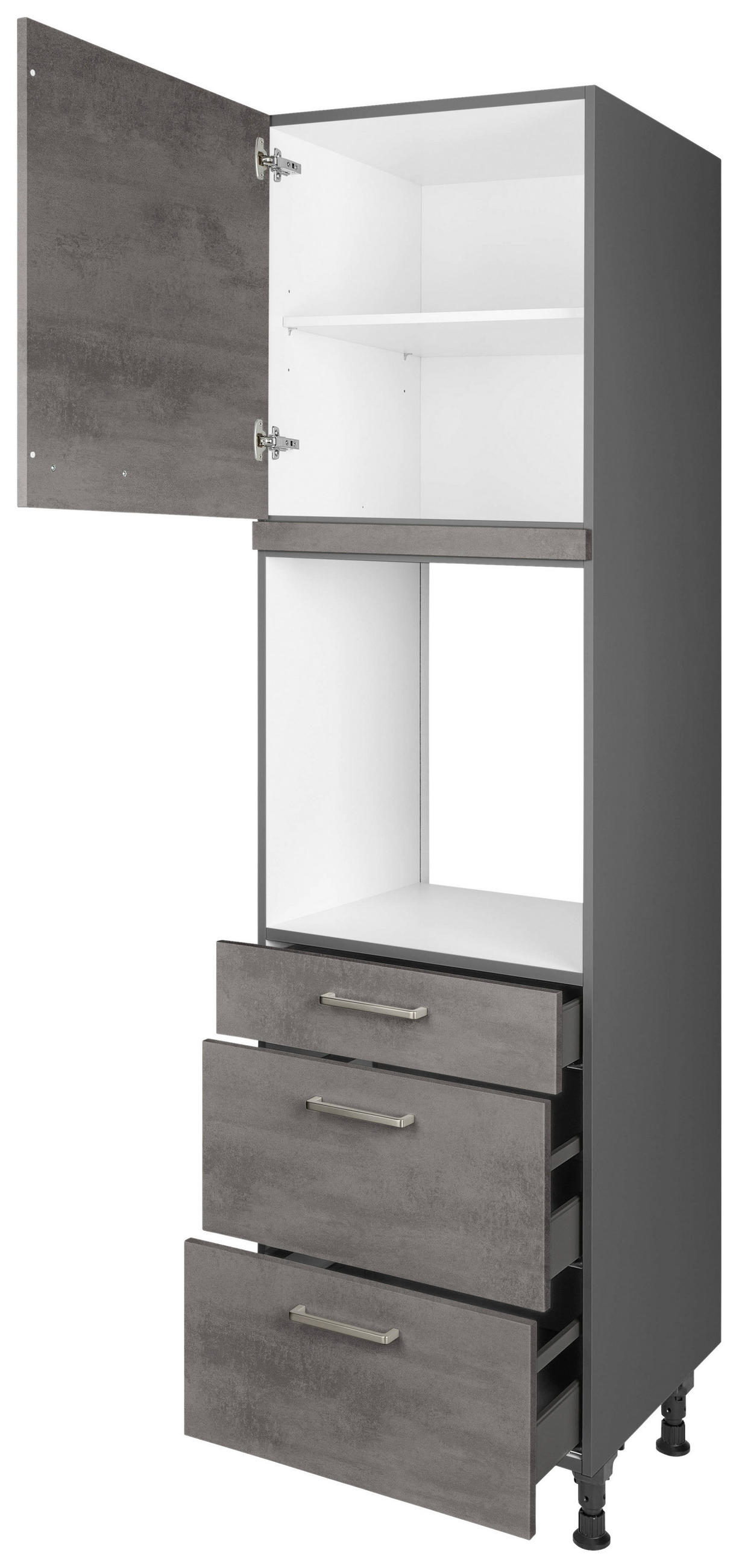 GERÄTEUMBAUSCHRANK 60/216,6/58 cm  in Schieferfarben  - Schieferfarben/Edelstahlfarben, MODERN, Holzwerkstoff/Metall (60/216,6/58cm) - Nobilia
