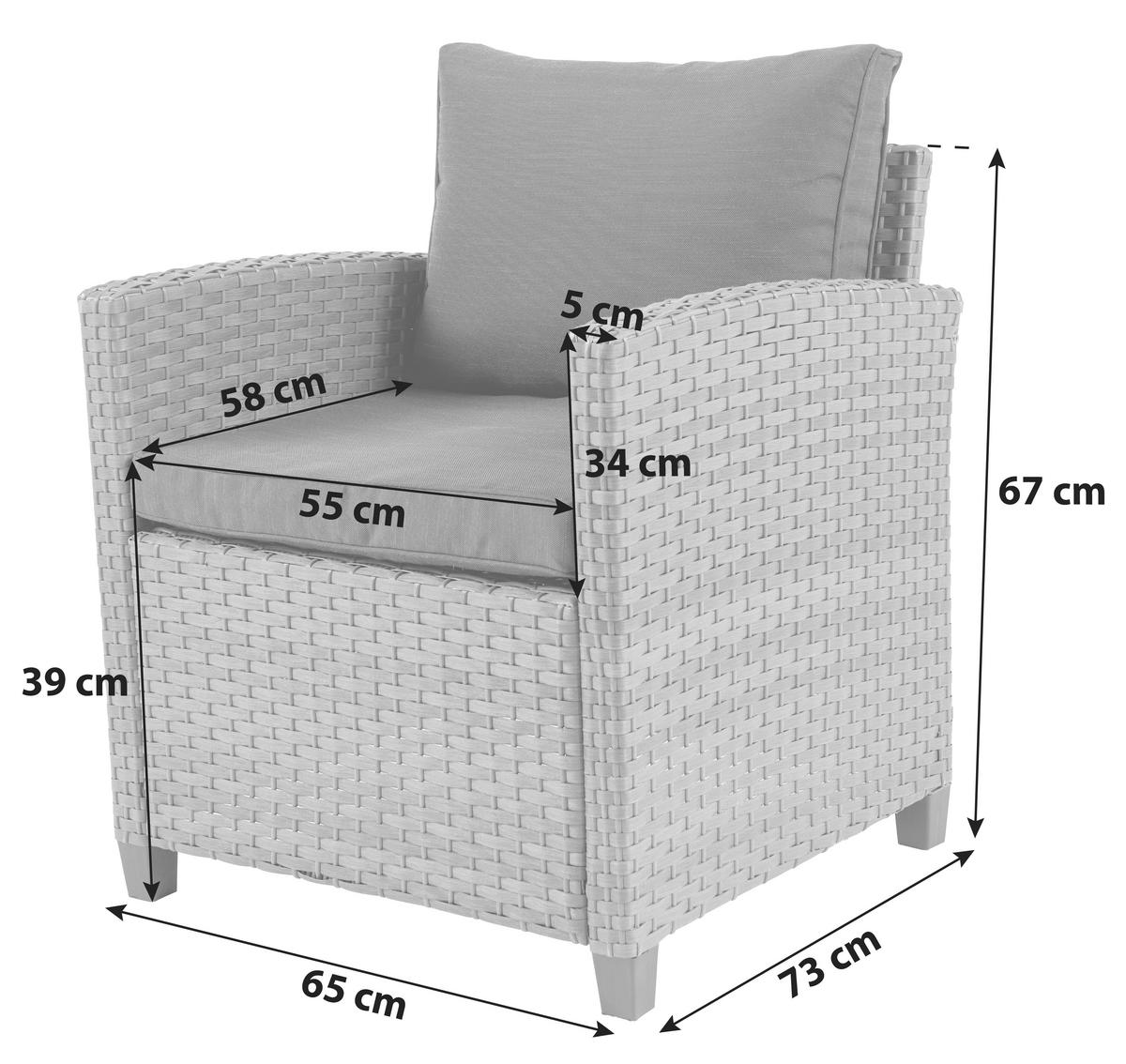 GARTENSESSEL Metall, Kunststoff, Textil Grau  - Braun/Grau, MODERN, Kunststoff/Textil (65/67/73cm) - Ondega