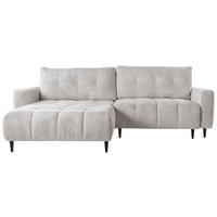 ECKSOFA in Chenille Ecru  - Ecru/Schwarz, Konventionell, Holz/Textil (180/266cm) - MID.YOU