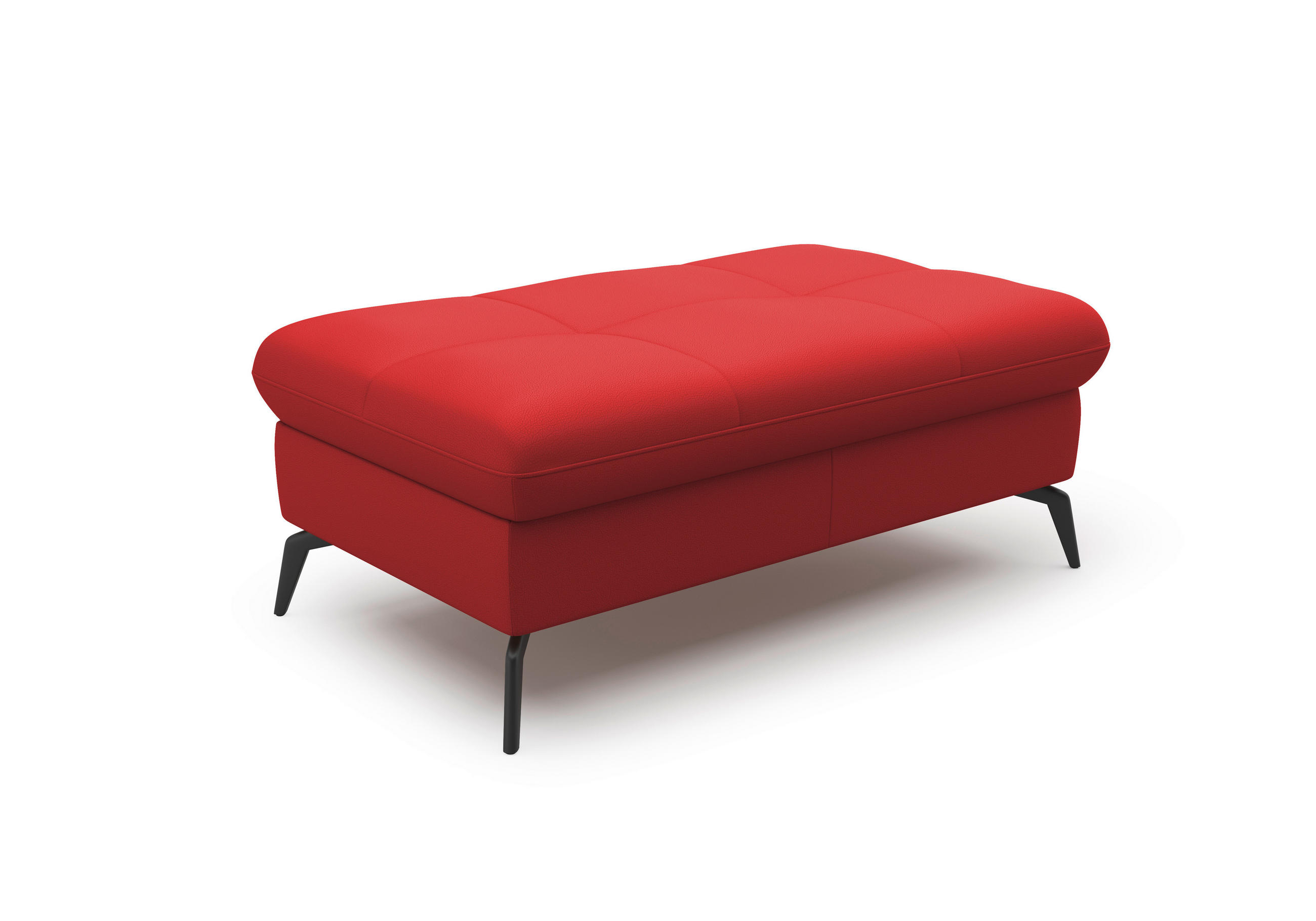 HOCKER in Leder Rot  - Rot/Schwarz, Konventionell, Leder/Metall (102/47/69cm) - Sit & More