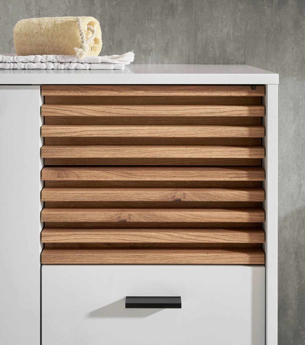 MIDISCHRANK 60/106/35 cm  - Eichefarben/Schwarz, KONVENTIONELL, Holzwerkstoff/Kunststoff (60/106/35cm) - home24
