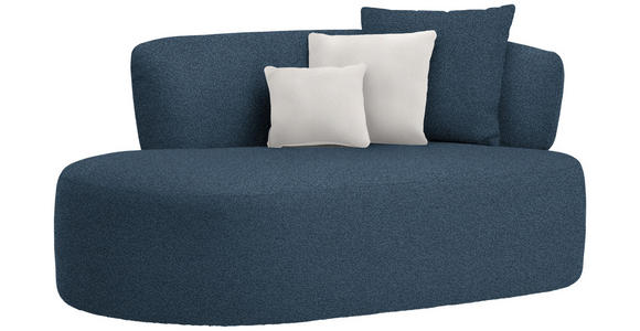 RÉCAMIERE  in Plüsch Creme, Dunkelblau  - Creme/Schwarz, MODERN, Kunststoff/Textil (166/86/105cm) - Hom`in