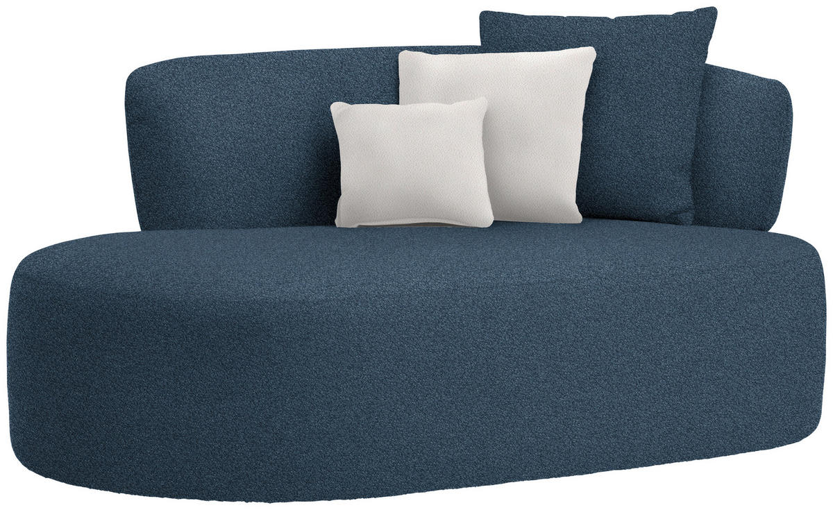 RÉCAMIERE in Plüsch Creme, Dunkelblau  - Creme/Schwarz, MODERN, Kunststoff/Textil (166/86/105cm) - Hom`in