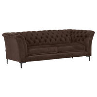 CHESTERFIELD-SOFA in Flachgewebe Dunkelbraun  - Dunkelbraun/Schwarz, Lifestyle, Textil/Metall (220/80/100cm) - Landscape