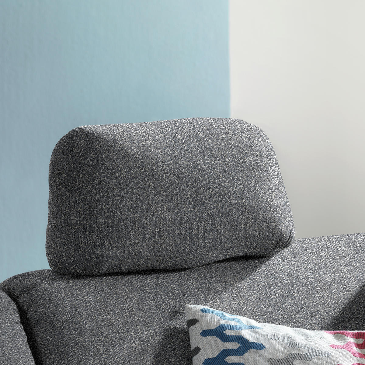 ECKSOFA  in Mikrovelours Grau  208/227 cm  - Eichefarben/Rot, KONVENTIONELL, Holz/Textil (208/227cm) - Sedda