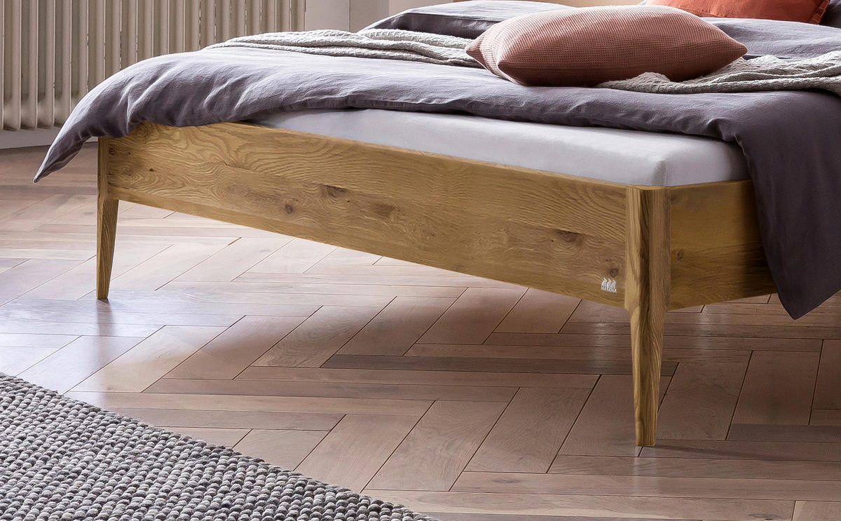 BETT 180/200 cm  in Hellgrau, Wildeiche  - Wildeiche/Hellgrau, KONVENTIONELL, Holz/Textil (180/200cm) - Hasena