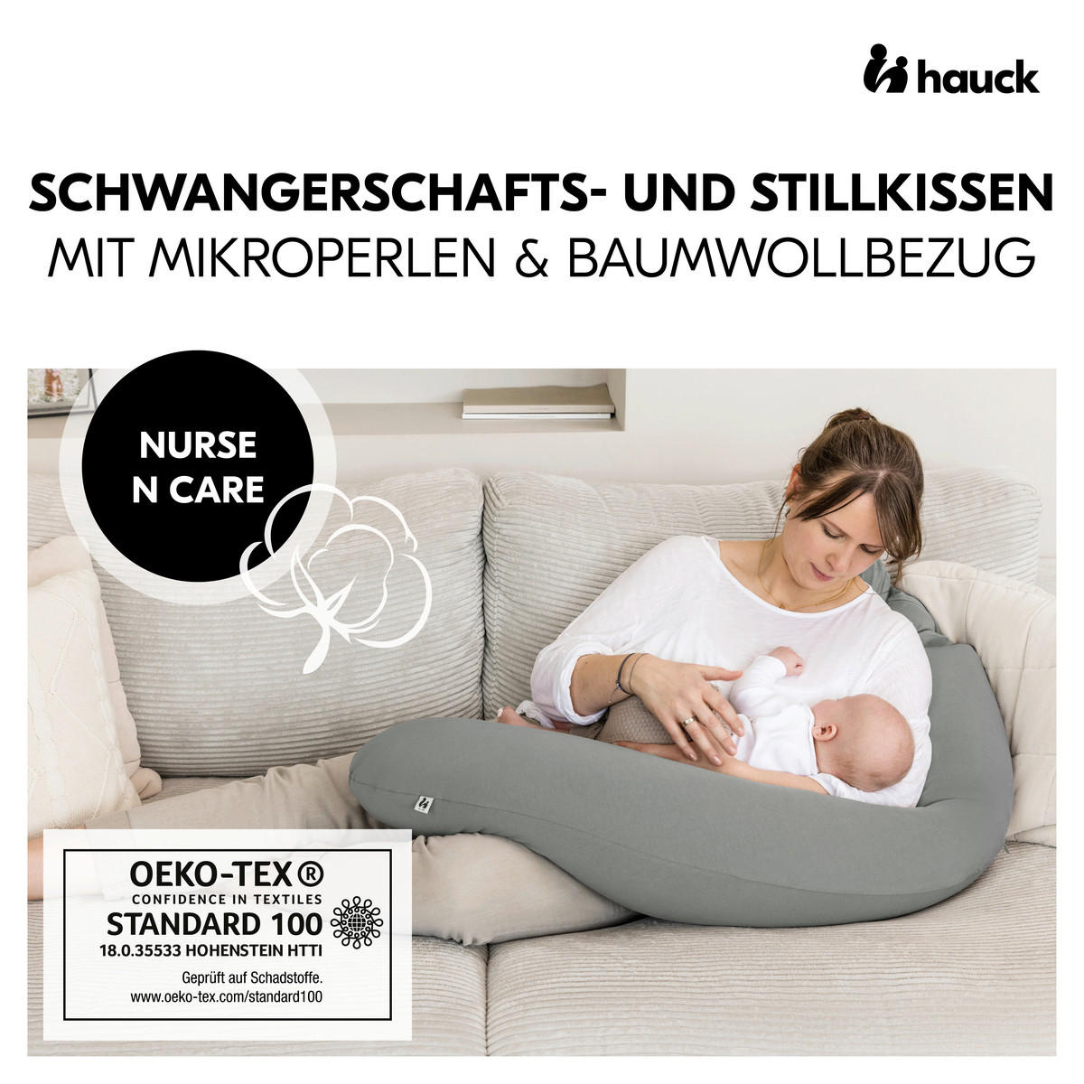 STILLKISSEN 190 cm NURSE N CARE   - Anthrazit, Basics, Textil (190cm) - Hauck