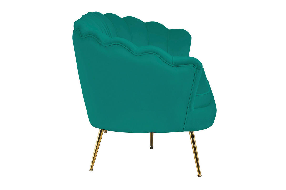 3-SITZER-SOFA in Samt Grün  - Goldfarben/Grün, MODERN, Textil/Metall (180/78/76cm) - Livetastic