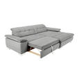 ECKSOFA in Mikrofaser Hellgrau  - Chromfarben/Hellgrau, Design, Textil/Metall (265/180cm) - Carryhome