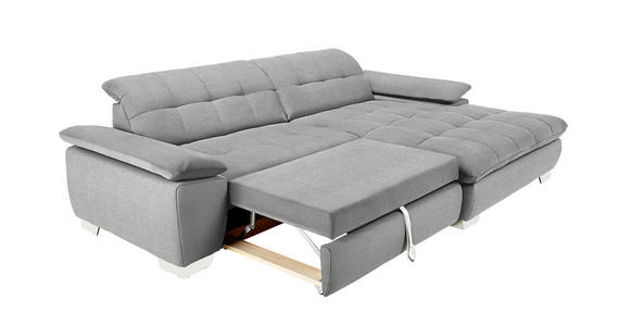 ECKSOFA in Mikrofaser Hellgrau  - Chromfarben/Hellgrau, Design, Textil/Metall (265/180cm) - Carryhome