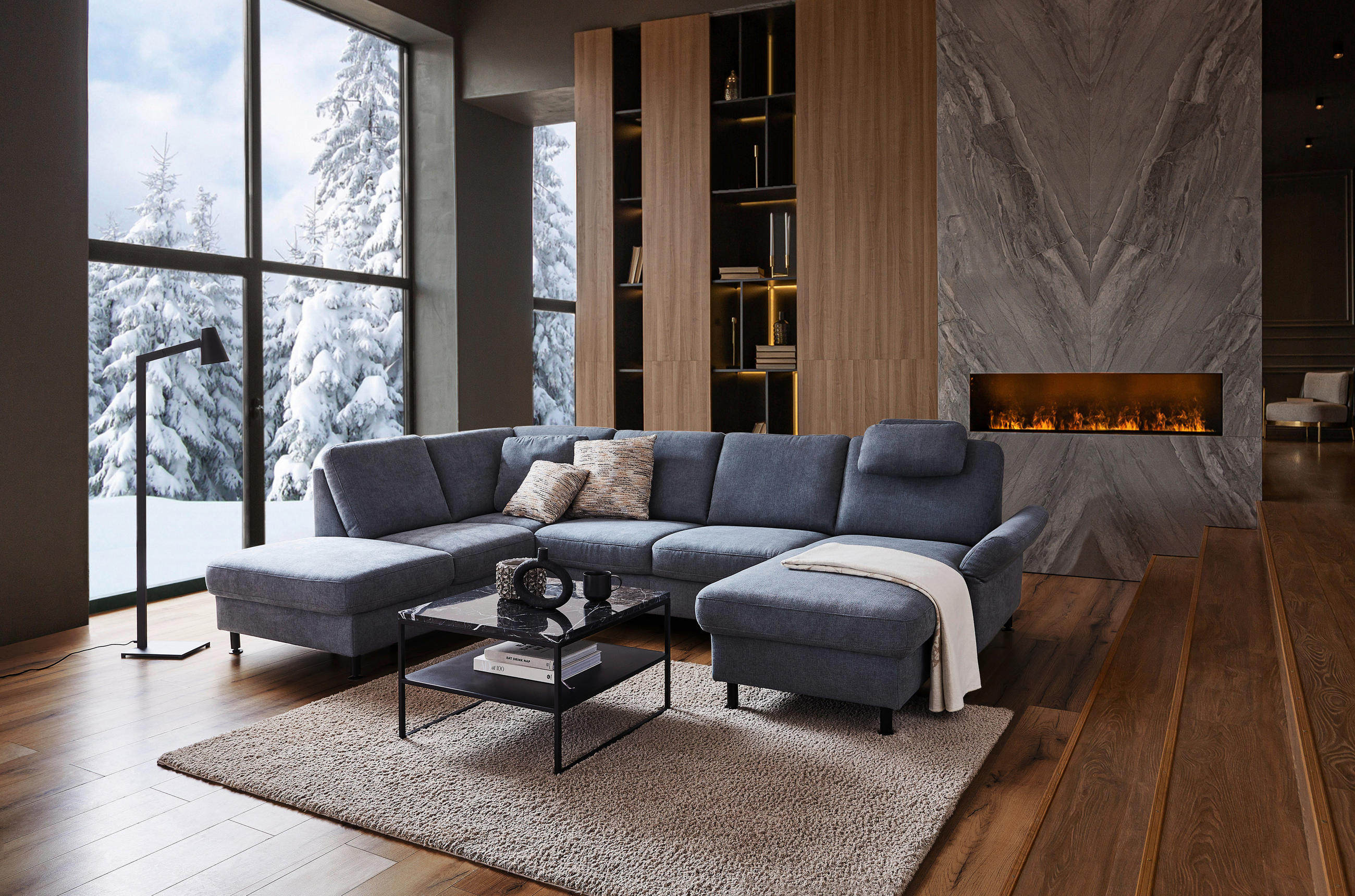 COUCHTISCH 65/65/41 cm quadratisch Schwarz  - Schwarz, Design, Stein/Metall (65/65/41cm) - Johann Jakob