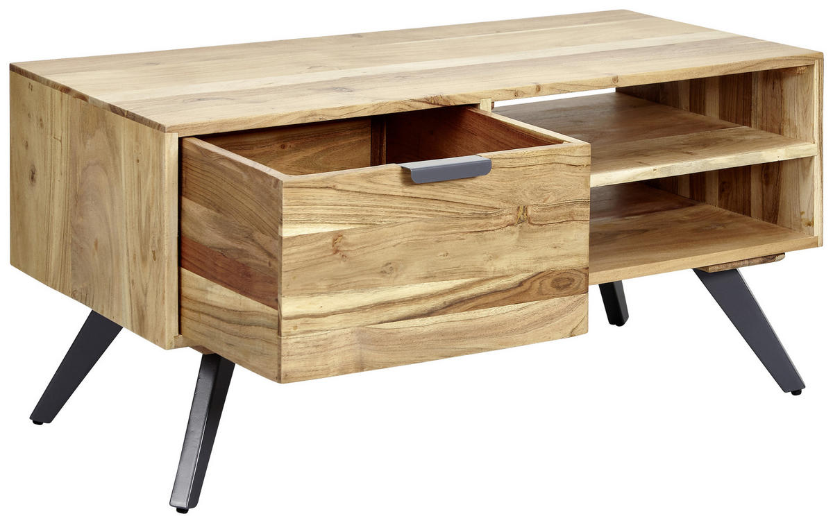 COUCHTISCH in Holz 95/45/45 cm  - Naturfarben/Grau, Konventionell, Holz/Metall (95/45/45cm) - MID.YOU