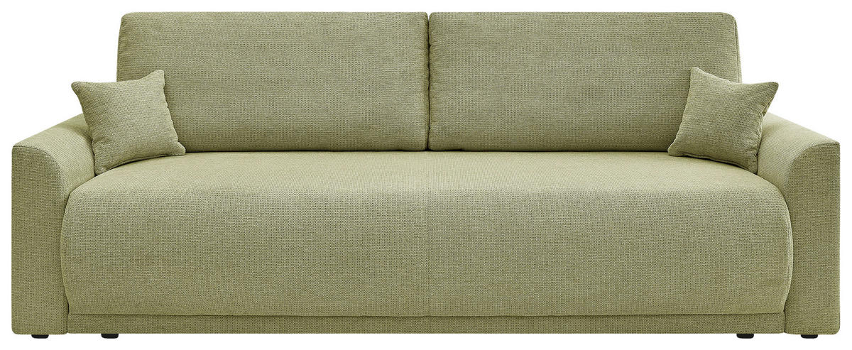 SCHLAFSOFA KIMMY Struktur Grün  inkl. Zierkissen, Rückenkissen, Bettkasten  - Schwarz/Grün, Design, Kunststoff/Textil (234/90/103cm) - P & B