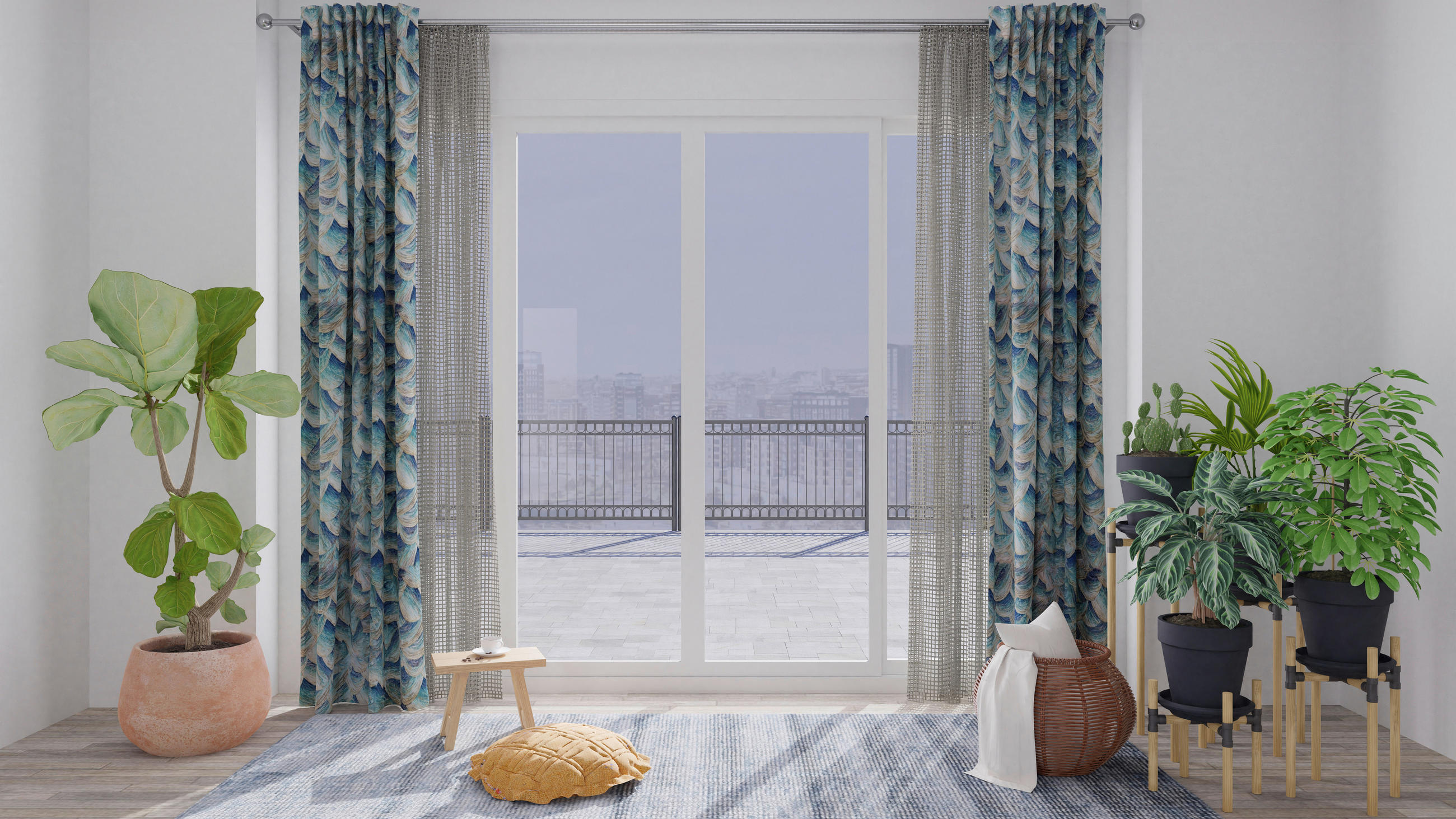 FERTIGVORHANG  blickdicht  140/245 cm   - Blau/Goldfarben, Design, Textil (140/245cm) - Ambiente