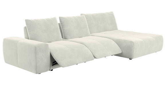 ECKSOFA in Velours Creme 347/174 cm - Creme/Schwarz, Design, Kunststoff/Textil (347/174cm) - Xora