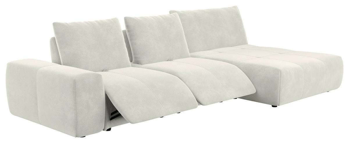ECKSOFA in Velours Creme  - Creme/Schwarz, Design, Kunststoff/Textil (347/174cm) - Xora