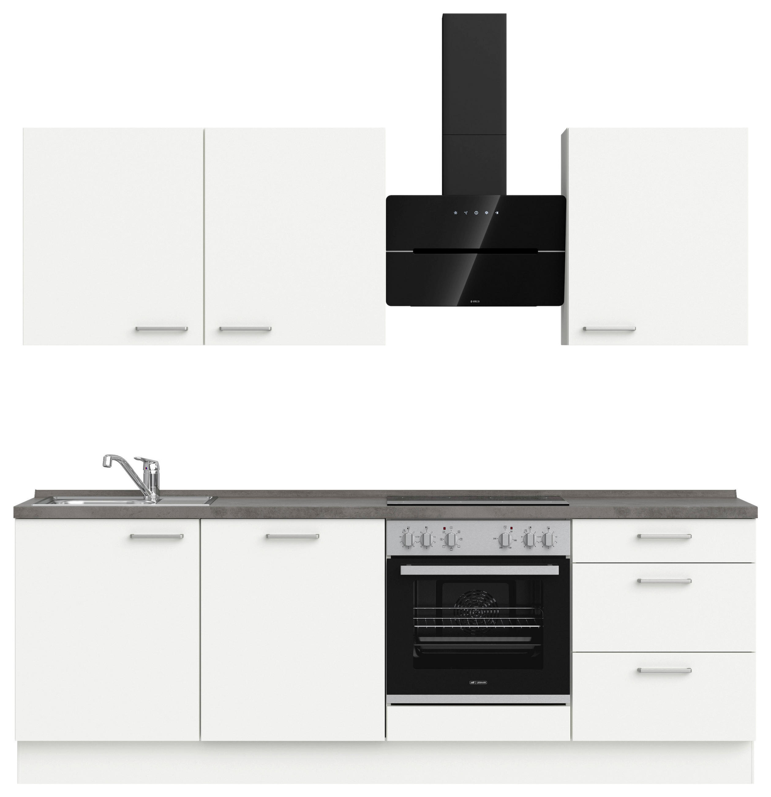 KÜCHENLEERBLOCK 240 cm   in Grau, Weiß  - Edelstahlfarben/Weiß, MODERN, Holzwerkstoff/Metall (240cm) - Nobilia