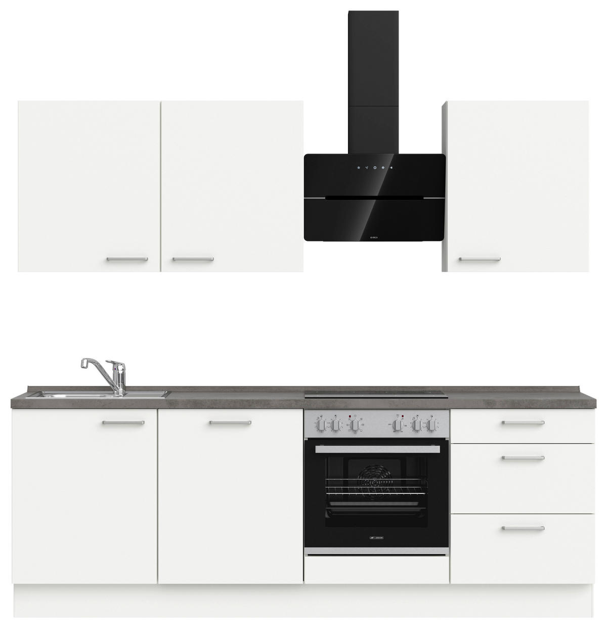 KÜCHENLEERBLOCK 240 cm   in Grau, Weiß  - Edelstahlfarben/Weiß, MODERN, Holzwerkstoff/Metall (240cm) - Nobilia