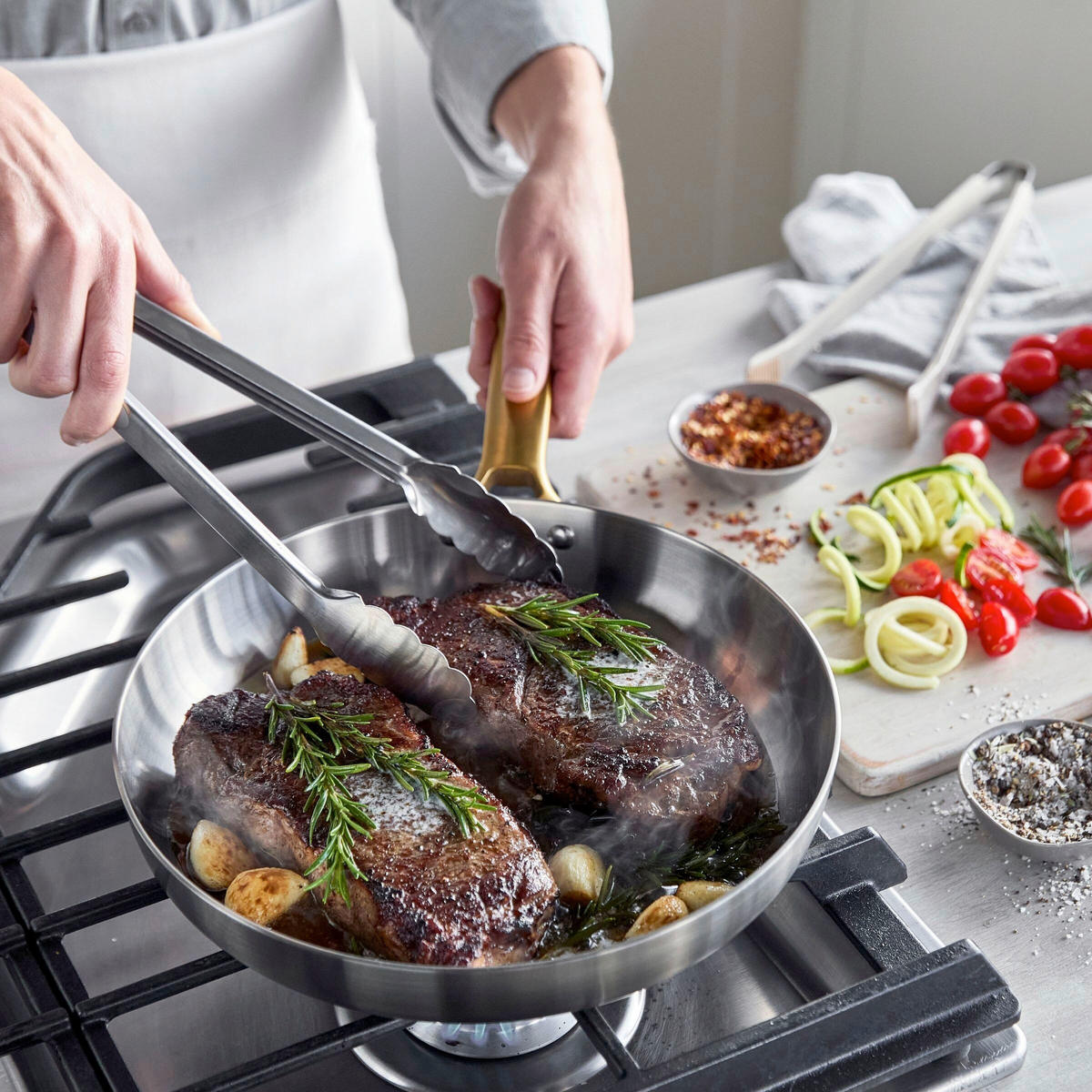 PFANNENSET Padova Reserve Edelstahl 2-teilig  - Edelstahlfarben/Goldfarben, Basics, Metall (20 + 28cm) - GreenPan