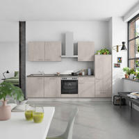 KÜCHENBLOCK Riva 300 cm  in Grau, Schieferfarben  - Schieferfarben/Edelstahlfarben, MODERN, Holzwerkstoff/Metall (300cm) - Nobilia