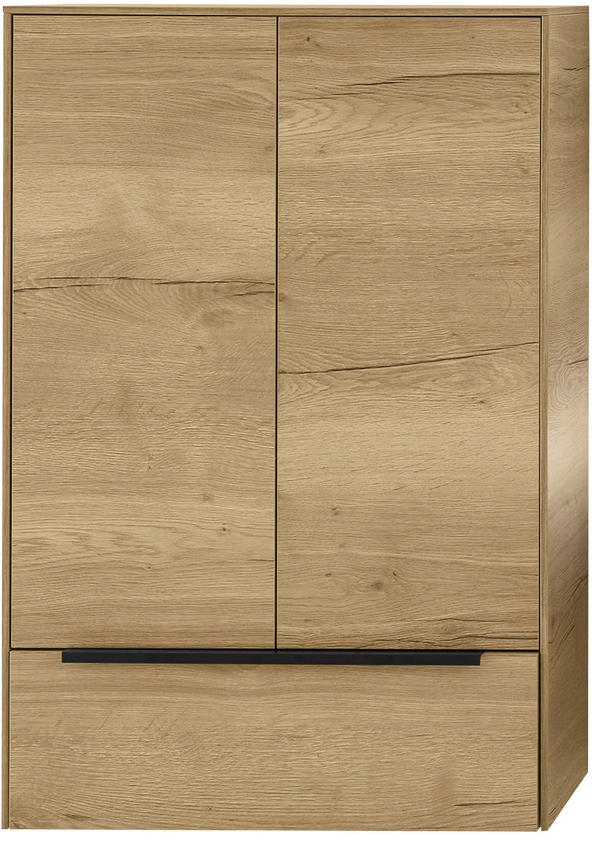 MIDISCHRANK 72/109/33 cm  - Eichefarben/Schwarz, Design, Glas/Holzwerkstoff (72/109/33cm) - Musterring