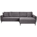 ECKSOFA Dunkelgrau Velours  - Dunkelgrau/Schwarz, Design, Textil/Metall (283/174cm) - Xora