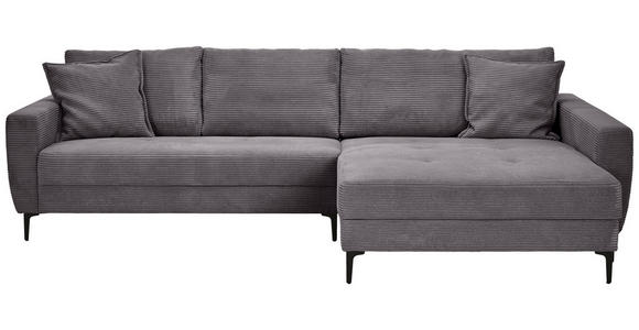 ECKSOFA Dunkelgrau Velours  - Dunkelgrau/Schwarz, Design, Textil/Metall (283/174cm) - Xora