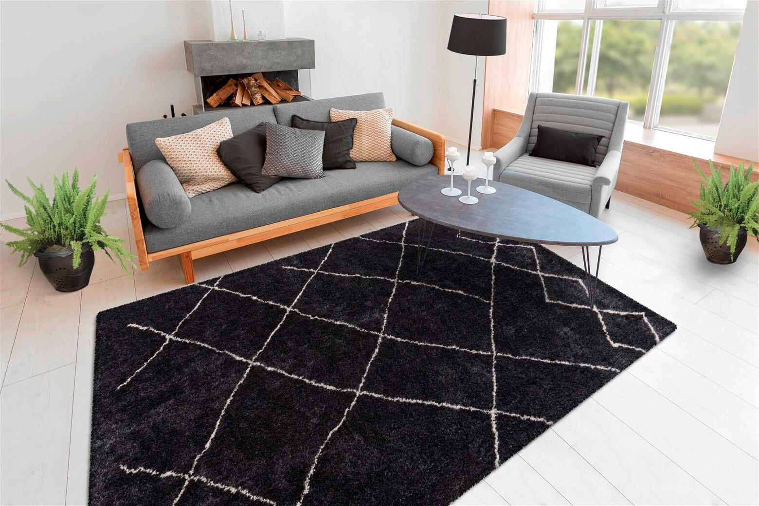 HOCHFLORTEPPICH 160/230 cm Orlando 525 Anthrazit Anthrazit  - Anthrazit, KONVENTIONELL, Textil (160/230cm)