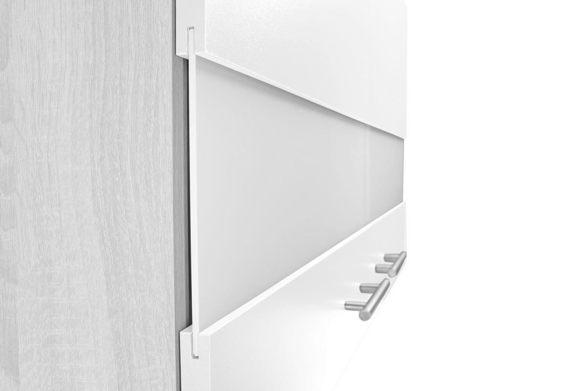 MINIKÜCHE 100 cm   in Weiß, Eichefarben  - Eichefarben/Silberfarben, Basics, Glas/Holzwerkstoff (100cm) - Respekta
