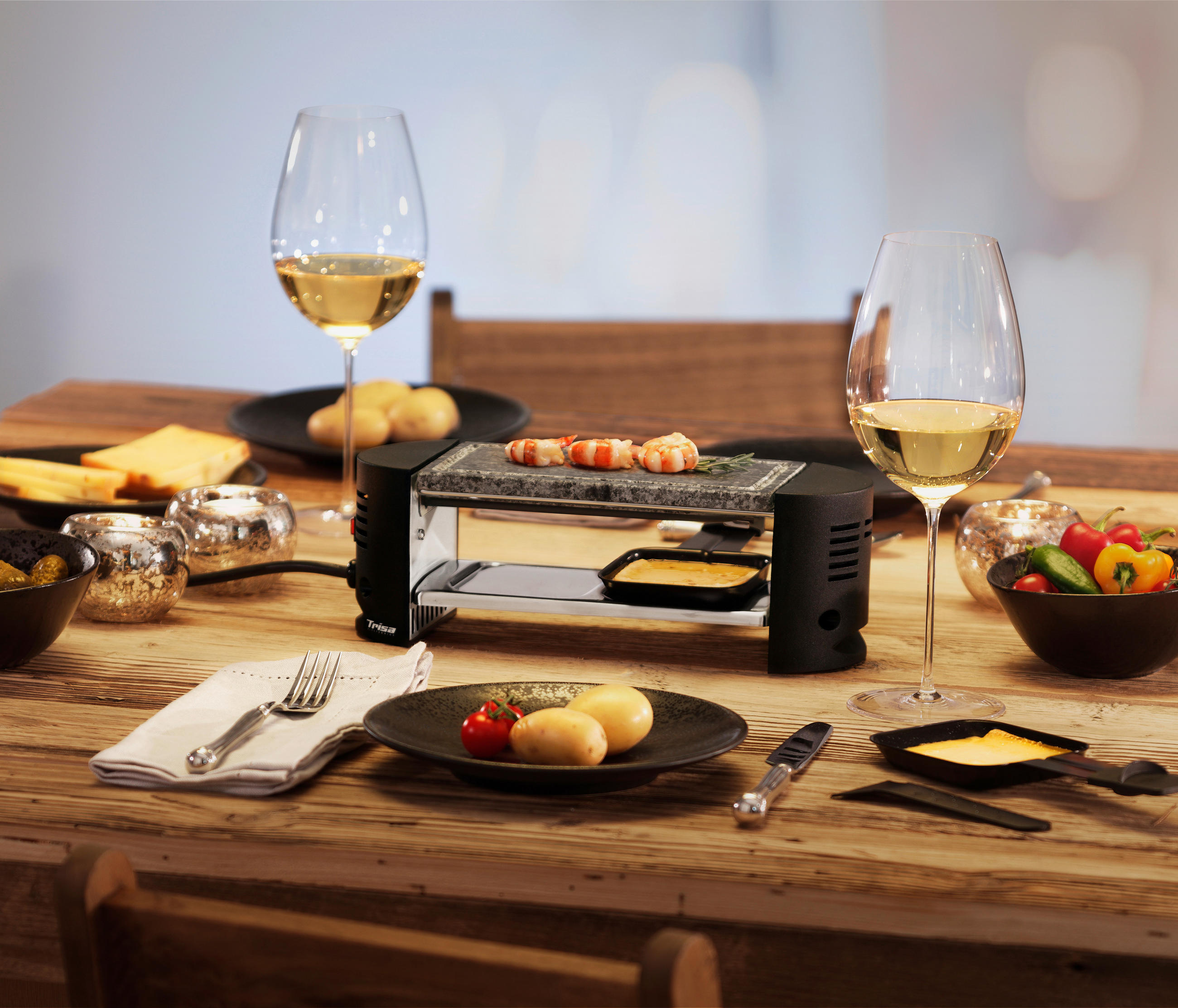 RACLETTE-GRILL  - Schwarz, Konventionell, Stein (31.10/10.50/10.20cm) - Trisa Electronics