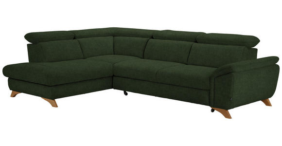 ECKSOFA in Flachgewebe Olivgrün  - Eichefarben/Olivgrün, MODERN, Holz/Textil (212/287cm) - Valnatura